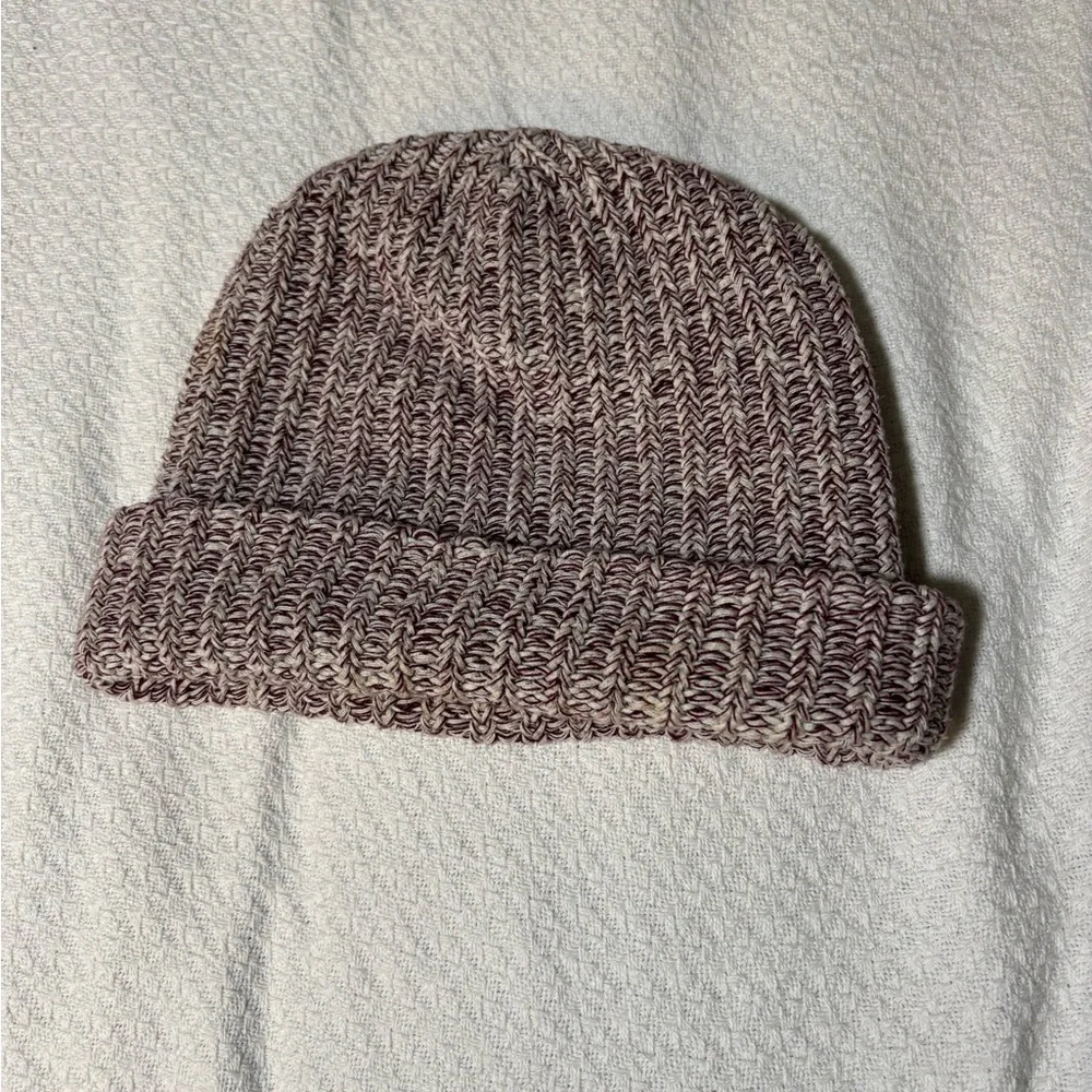 Love Your Melon Maroon and Cream Knit Beanie